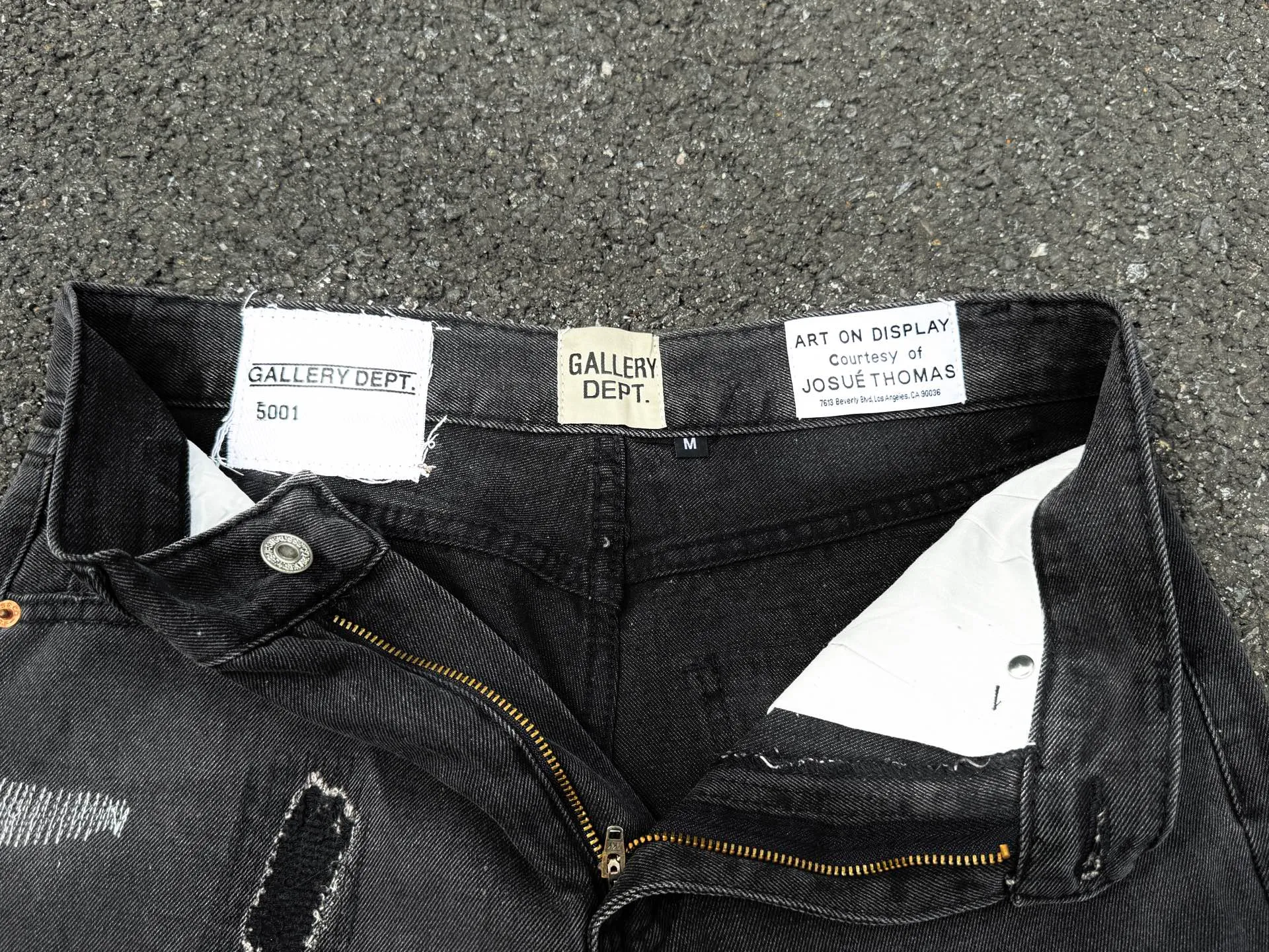 P246💰G22 GALLERY DEPT. Skull hand-stitched distressed distressed jeans -Color: Black -Size: S-XXL